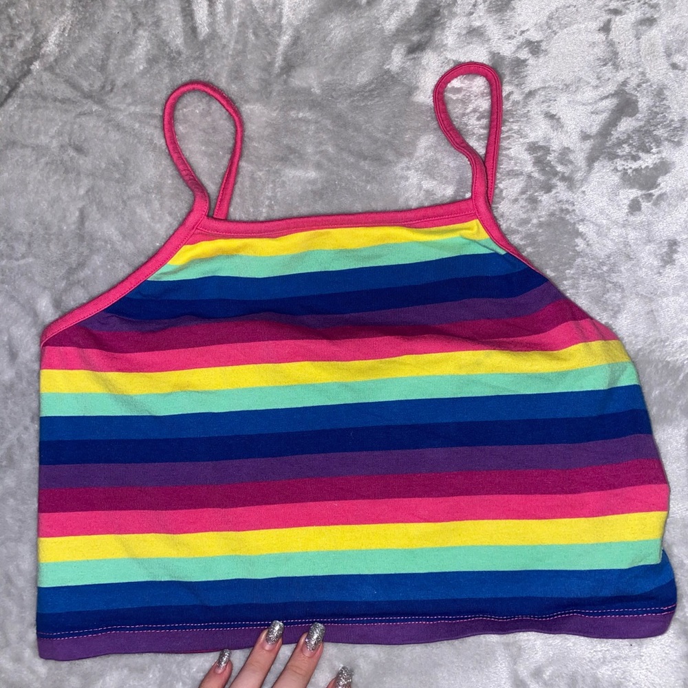 Forever 21 Rainbow Crop Top Size Large